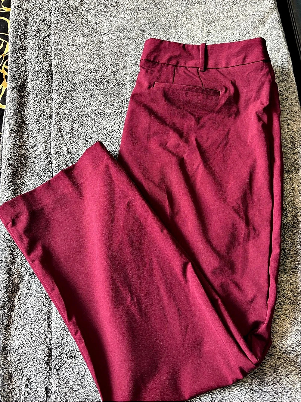 Liz Claiborne Audra Pants Women's Wide Leg Burgundy Size 18